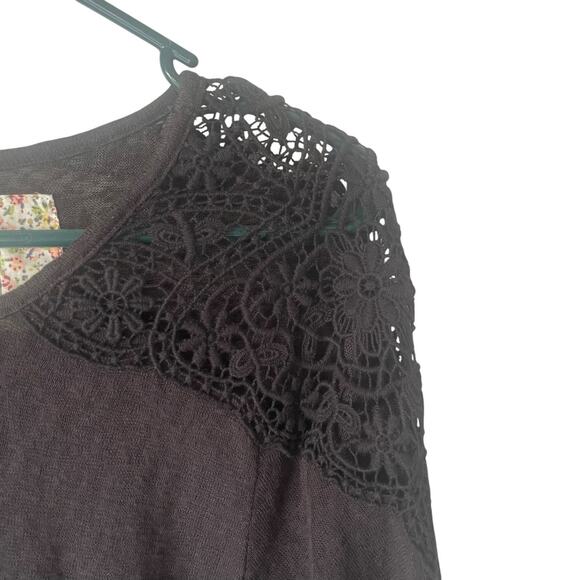 Element Women's‎ Size Medium Black Crochet Semi Sheer Long Sleeve Shirt - Picture 4 of 7